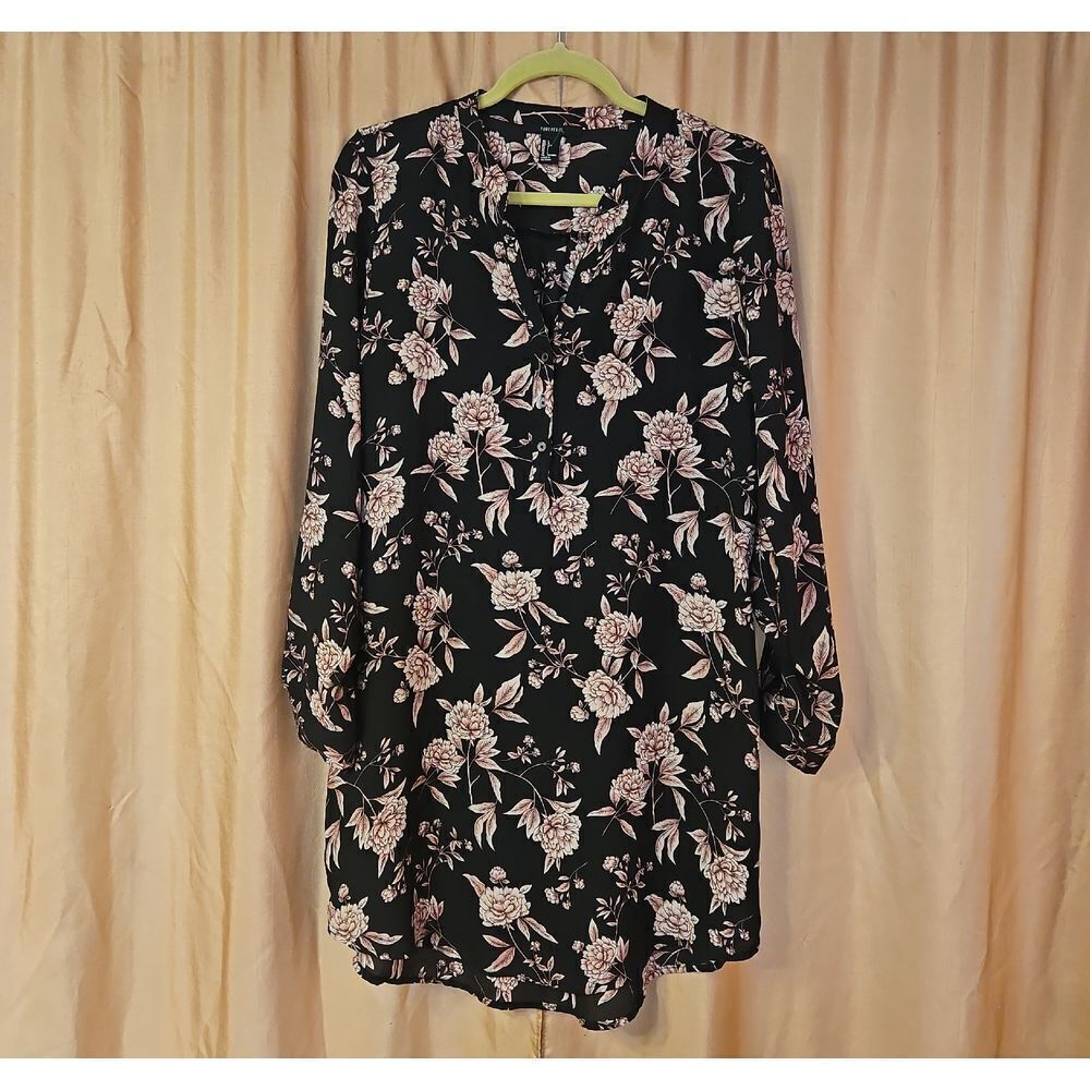 Forever 21 Floral Black and Pink Women's Dress